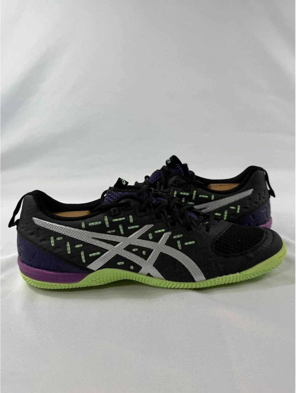 ASICS Court Shoes Mens 11.5 Indoor Volleyball Training Black Purple S567Y